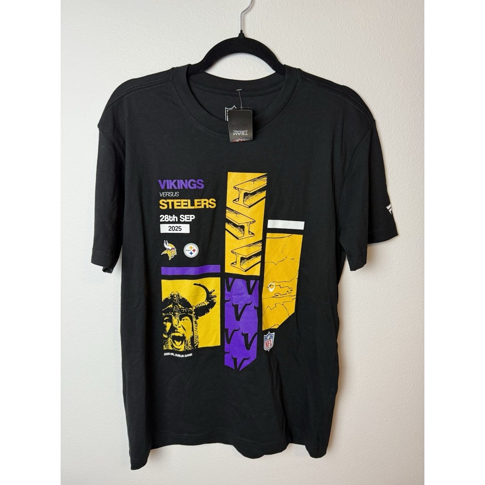 NFL Dublin Game PITTSBURGH Steelers Vs MINNESOTA Vikings Ireland 2025 T-Shirt- M